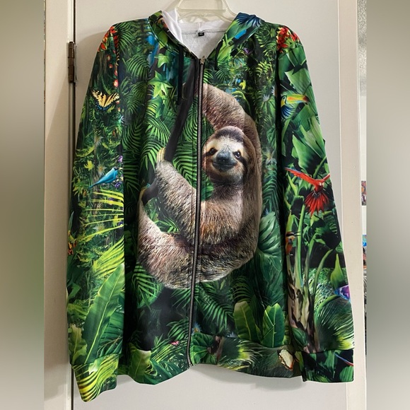 made in California Other - NWOT Adult sloth and lush jungle setting zip up hoodie